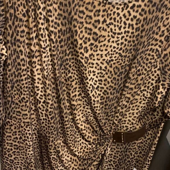 Michael Kors Leopard Print Logo Plate Dress Long Sleeves 3XL - Picture 3 of 7
